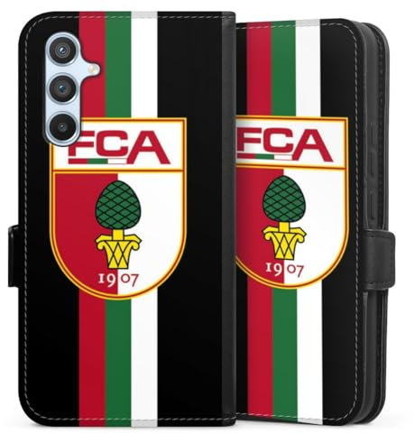 DeinDesign Klapphülle kompatibel mit Samsung Galaxy A54 5G Handyhülle aus Kunst Leder schwarz Flip Case FC Augsburg FCA Offizielles Lizenzprodukt