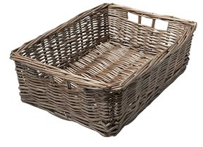 Arthur Cameron - Rectangular Shallow Wicker Storage Tray - Hand-woven by skilled artisans in Northern China, an organiser basket is the perfect home storage solution (Antique Wash, Extra Small)