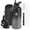RAYMYLO Insulated Water Bottle 87 oz, Triple Wall Vacuum Stainless Steel (Cold for 48 Hrs), Leak Proof & Non-BPA, Modern Water Flask Jug with Paracord Handle & Straw Spout Lids, Dark Grey
