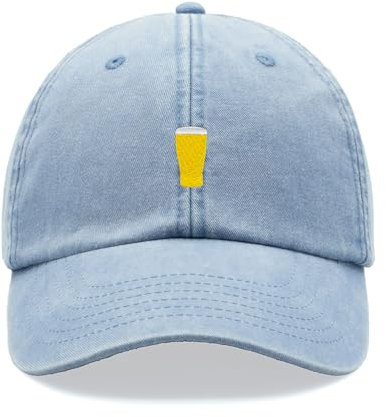 Baseballkappe aus Bierglas, Vintage, gewaschen, Unisex, niedriges Profil, verstellbar, IPA Ale Lager Drinker, hellblau, Einheitsgröße