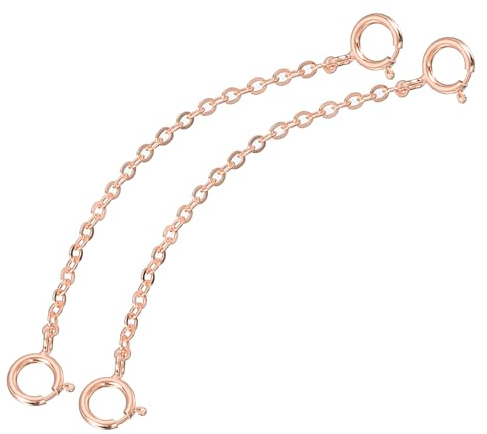 sourcing map 2 Pcs Chains Extenders 925 Sterling Silver 50mm Extension Chains with Clasps for Making DIY Handmade, Rose Gold