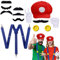 YISKY Mari Luig Kostüm Accessories, Mari und Luig Hüte Kappen, Super-Mari und Luig Kostüm Accessories mit Kappen Schnurrbärte Handschuhe Knöpfe Hosenträger für Weihnachten Outfits Karneval Kostüm