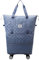 Dokeno Reisetasche mit Rollen, Erweiterbar Faltbare Reisetasche Handgepäck mit Abnehmbar Rollen Rollgepäck, Weekender Gym Travel Bag für Reisen, große Wochenendtasche für Damen und Herren (blau)