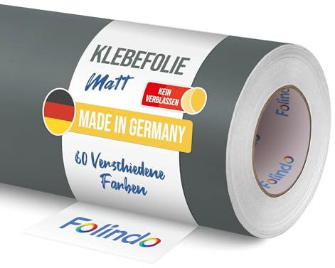 FOLINDO Möbelfolie selbstklebend 752 Betongrau Matt 5m x 126 cm - Klebefolie Möbel, Klebefolie Küche, Möbelfolie, Folie für Möbel, Möbelfolie selbstklebende Folie, Küchenfolie selbstklebend