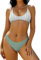 ZAFUL Damen-Bikini-Set mit Raffhalter, gepolstert, hoch geschnitten, zweiteiliger Badeanzug, 1-Streifen, Weiß und Grün, Medium