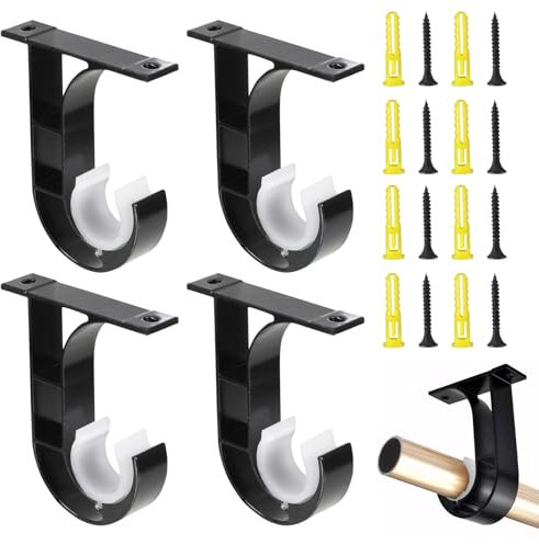 SIWOKJJO 4 STK Gardinenstangenhalter, Deckenhalterung Gardinenstange Halterung, Vorhang Stangenhalterung, Metall Vorhangstangenhalter für Gardinen Kleiderstange Duschvorhang