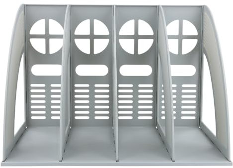 Porta Quaderni da Scrivania, Portariviste con 4 Scomparti, Portariviste da Scrivania Verticale, Robusto Organizer in Plastica per A4 Documenti, Porta Libri per Scuola, Ufficio, Casa