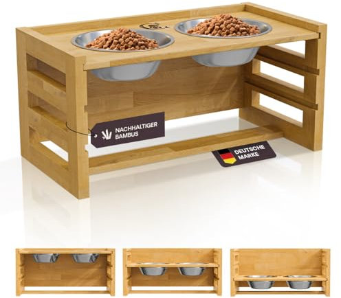 CANIMO Hundenapf erhöht - ergonomische Fresshaltung für Hunde bis 15kg, Premium Futterstation Hund entlastet Nacken und Wirbelsäule (2X 700ml)