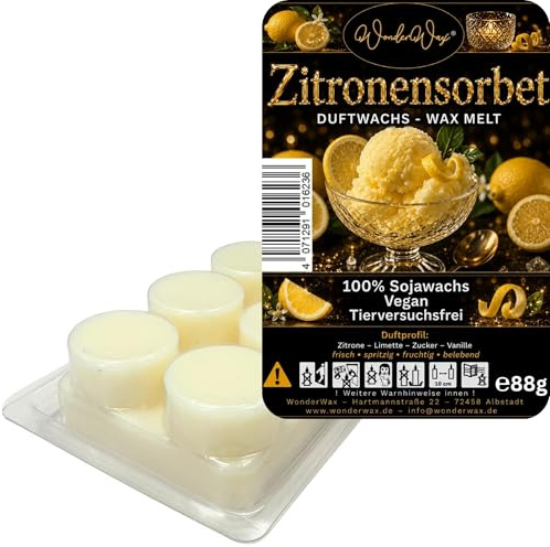 WonderWax® Duftriegel 6 x Duftwachs Kreise Weiß Zitronensorbet | Farbe: Weiß | Raumduft für Duftlampen, Wax Melt, Sojawachs, Indoor Duftöl Wachs schmelzen für Aromalampe