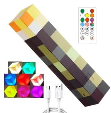 8 Colors Torch Lamp Wall Lamp Miner Game Night Light with Remote Control & Timer, USB Rechargeable LED Torch Light Hand/Wall Mount Lighting 11 Inch Bedside Lamps for Kids Gifts Room & Party Decoration