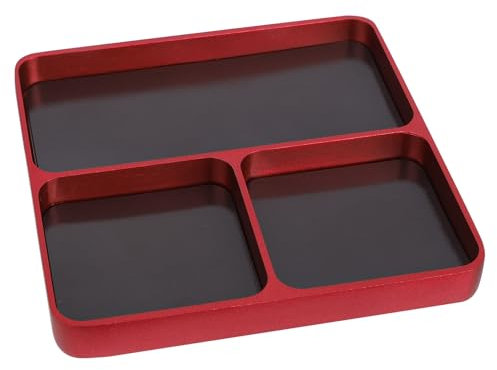 BOXOB Magnet Tool Tray, 3.94x3.94 Inch 3 Compartments Magnetic Parts Tray Screws and Bolts Organizer for Storing Sockets Screws Small Parts Garage Home Outdoor