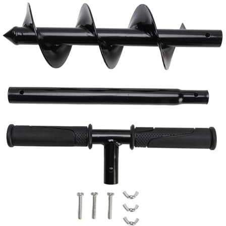 Manual Earth Auger Drill, Cold Rolled Steel T Shaped Hand Auger Post Hole Digger with Non Slip Handle Garden Auger Drill Bit for Deep Cultivating Seedlings Planting Trees