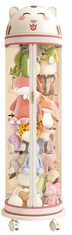 Peakjune Plush Display Bucket,Doll Storage Tube,Stuffed Animal Organizer Tube,Stackable Soft Toy Organizer,Large Toy Storage Bucket With Lid,With Wheels,Vertical,For Bedroom,Playroom