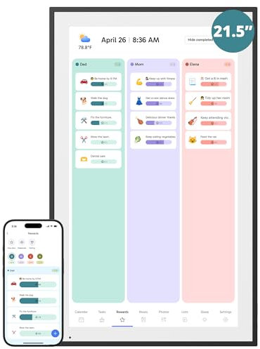 Digitaler Kalender, 54,8 cm (21,5 Zoll), Touchscreen, elektronischer Wandkalender, Aufgabendiagramm für Familie, Monats-/Wochenplaner, interaktives Display, intelligenter Kalender für Heimorganisation