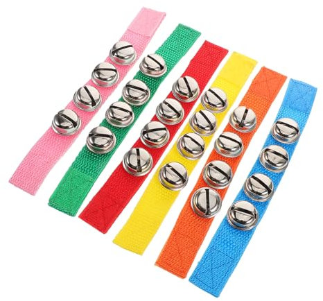 OFFIGAM Kinder Armbandglocken 6 Bunte Handgelenkglocken Aus Robustem Stoff Musikspielzeug Für Tanzzubehör Für Mädchen Und Jungen
