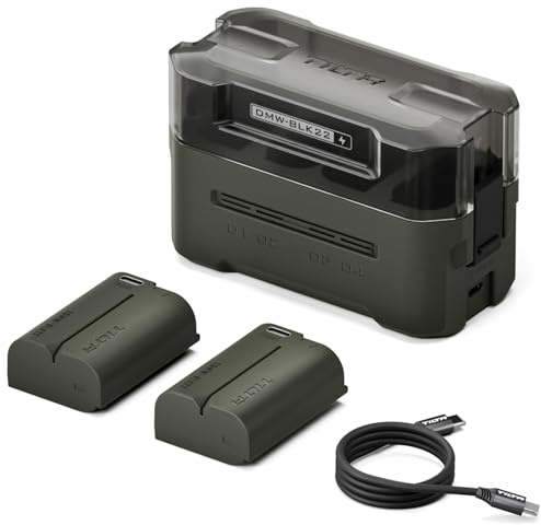 Ensemble Batterie et Chargeur DMW-BLK22, 2 Batteries 2400 mAh et Chargeur Rapide USB-C PD 45W à Quatre canaux, Compatible avec Panasonic Lumix S5, S5II, S5M2, S1RII, GH6, GH5II, G9M2 TBC-BLK22-A-GN