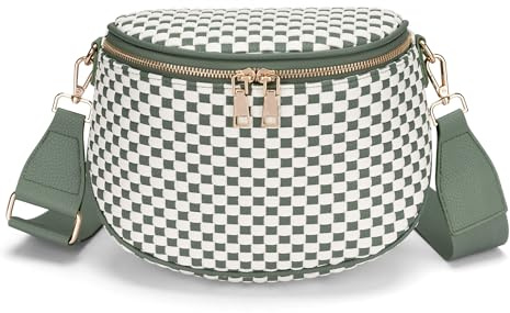 FODOKO Große Umhängetasche, gewebtes veganes Leder für Damen, Satteltasche, Umhängetasche, Clutch, Umhängetasche, Handtasche, Woven Greenw, Gewebtes veganes Leder