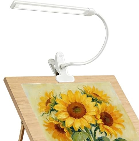 36 cm Staffelei Lampe: Dimmbar Schwanenhals Klemmleuchte Malerei mit Ein/Aus-Schalter und 3 Farbmodi, Schreibtischlampe Klemmbar für Staffelei-Übermalbeleuchtung, Schreibtisch, Zeichenarbeiten