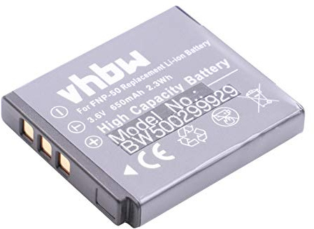 vhbw Akku kompatibel mit Fuji/Fujifilm FinePix F600 EXR | F60fd, F660EXR, F70, F70EXR Kamera Digicam DSLR (650mAh, 3,6V, Li-Ion)