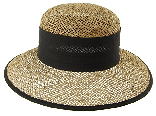 Seeberger Talea Beach Seegras Strohhut Damen - Sommerhut Sonnenhüte mit Ripsband, Einfass Frühling-Sommer Sommer - One Size schwarz