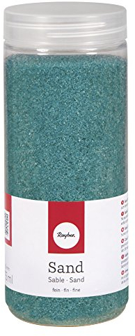 Rayher 39339404 Sand, fein, 0,1-0,5mm, Dose 475ml, türkis