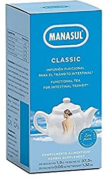 MANASUL Classic - Infusión Laxante a base de Sen, Melisa, Menta, Regaliz y Anis Verde, 100% Natural sin Conservantes ni Añadidos. Caja de 25 Bolsitas.