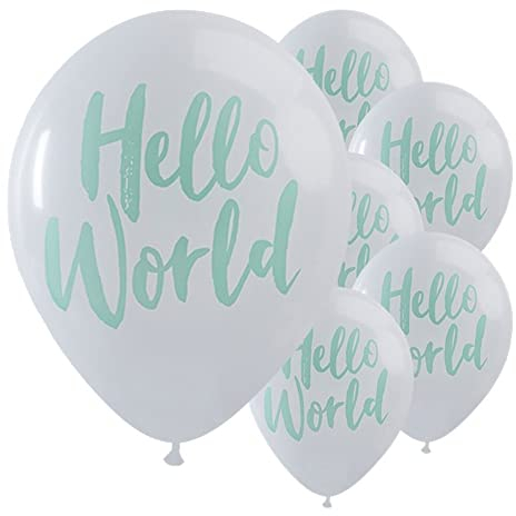 Ginger Ray Mint & White Hello World Baby Shower Unisex Luftballons Dekoration 10 Stück