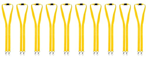 Karteo Schlüsselband mit Doppelkarabiner gelb [50 Stück] Lanyard mit 2 Karabiner Haken und Sicherheitsverschluss für Ausweishüllen