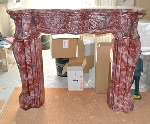 Kaminumrandung Kaminverkleidung Rokoko marmoriert carararubinrot Breite140cm Kamin Farbe: Carararubinrot