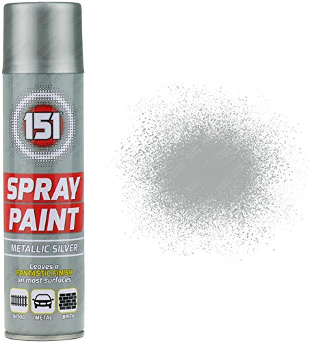 1 x 250ml 151 Metallic Silver Aerosol Paint Spray Cars Wood Metal Walls Graffiti