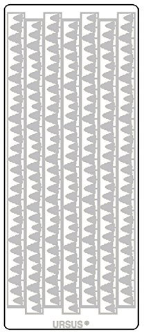 Ursus 593100129 - Kreativ Sticker Bordüre Weihnachtsbaum, silber, 5 Stickerbögen, selbstklebend, leicht abziehbar, ideal für Kartengestaltung, Scrapbooking und Dekorieren von Geschenken