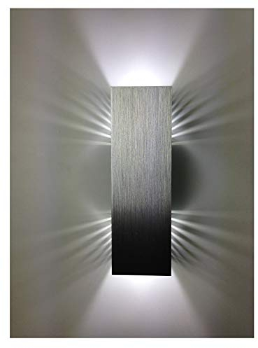 SpiceLED Wandleuchte | ShineLED-14 | Schalter | 2x7W Weiß | hell silbernes Gehäuse | Schatteneffekt | High-Power LED Wandlampe