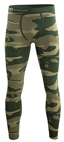 STARK SOUL Herren Seamless Ski Funktionswäsche, Outdoor Unterwäsche (S/M, Hose Camouflage Army Grün)
