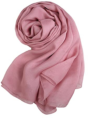 Forever Angel Luxus Damen Georgette Seidentuch 100% Seiden-schals Stola Halstücher Altrosa Maße 98.4X25.6 / 250cmX65cm