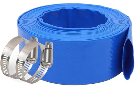 7,6 cm Durchmesser x 30,4 m blauer Rückspülschlauch für Schwimmbäder, robuster Entladungsschlauch, verstärkter Pool-Ablaufschlauch, PVC-Abflussschläuche, ideal für Wasserübertragung