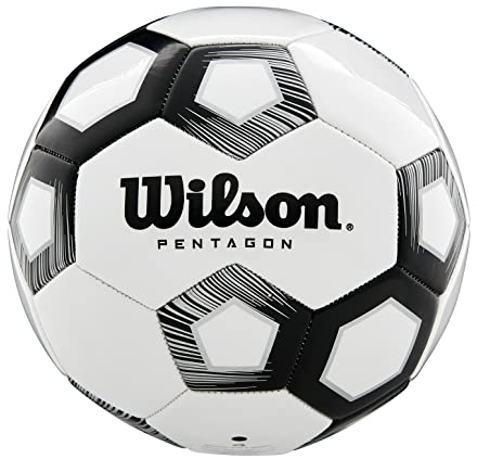 Wilson Ballon de Football PENTAGON, Cuir Synthétique, Black/White, 5
