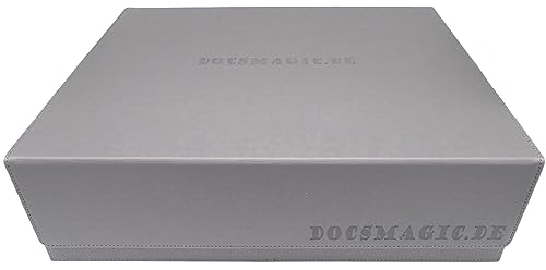 docsmagic.de Premium 4-Row Trading Card Storage Box Silver + Trays & Divider - MTG PKM YGO - Aufbewahrungsbox Silber