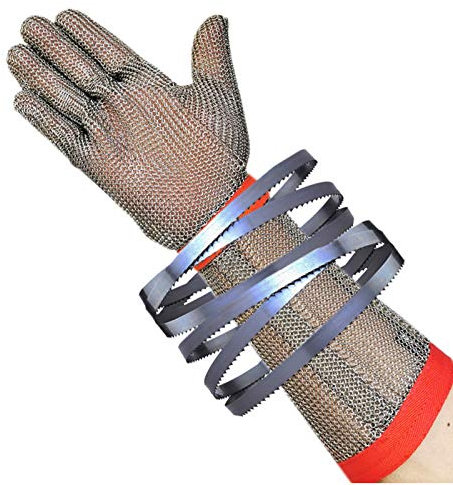 Guantes Resistentes a Cortes 304 Guantes De Acero Anti-Corte, Cocción Al Aire Libre Y Guantes De Trabajo De Seguridad De Cocina, Brazos Extendidos, para Manos Izquierdo Y Derecho (Size : Small)