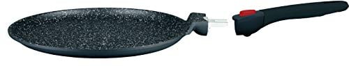 HAUSSMANN heritage-Poêles à Crêpière 28 cm - Manche Amovible - Fonte d'Aluminium - Revêtement type pierre - Tous feux dont induction - Sans PFOA (Poêle à crêpes 28cm)