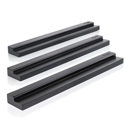 MÖNKE 3 Vinyl-Schallplattenregale - Präsentieren Sie Ihre aktuellen oder bevorzugten Schallplatten elegant an der Wand - Für 3 Schallplatten beliebiger Größe (Schwarz)