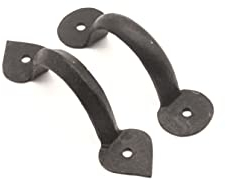 Infinity Decor 4 Hand Forged Wrought Iron Blacksmith D Pull Handles Spear Leaf Arrow/Bean Penny End Kitchen Cabinet Drawer Cupboard Door Pull Handles Beeswax (Bean Penny End)
