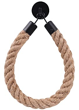 Toilettenpapierhalter Ohne Bohren, Selbstklebend Klopapierhalter Schwarz Juteseil WC Papier Halterung Industriellen und Nautischen Elemente WC Klorollenhalter