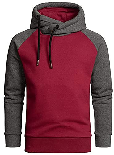 Rollkragen Pullover Herren Kapuzenpullover Kapuzenjacke Hoodie Slim Fit Moden Sweatshirt Langarm Pullover-Shirt mit Kapuze Sportjacke Outdoorjacke