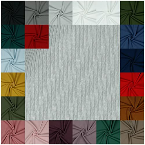 VmG-Store RIB Jerseystoff gerippt Uni Meterware 21 Farben zur Auswahl Tex zertifiziert Nähstoff (50 x 145cm, 004 I Hellgrau)