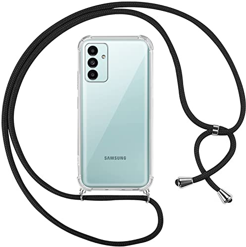 Pnakqil Collier Coque pour Samsung Galaxy A13 5G avec Cordon, Réglable Lanyard Housse Transparente Silicone Anti-Chute Etui pour Samsung A13 5G 6.5 Pouces, Ètuis à Bandoulière, Noir