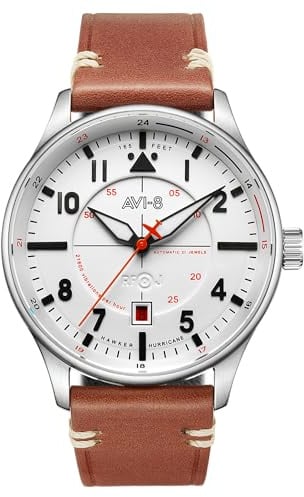 AVI-8 Mens 43mm Hawker Hurricane Kent Automatic Newton Pilot Watch with Leather Strap AV-4094-01