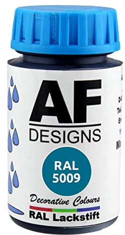 Alex Flittner Designs Vernice RAL 5009 Blu Azuro Opaco 50 ml per Legno, Metallo, Mobili, Bagno - Vernice di Ritocco e Riparazione
