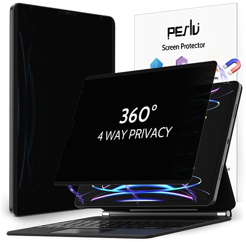 Peslv 4-Wege-Magnet-Sichtschutz-Displayschutzfolie für iPad Pro 12,9 Zoll 2018 2020 2021 2022, abnehmbarer 360-Grad-Spionage-Sichtschutzfilter, einfache Installation, Anti-Blaulicht-Blendung