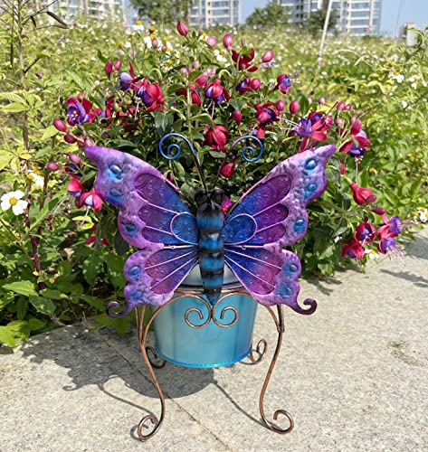 Euiroet Blumentopf, für den Außenbereich, Pflanzgefäß, Rasen- und Gartendekoration, Übertopf mit Ablaufloch, Pflanztöpfe für Kakteen und Luftpflanzen für den Innen- und Außenbereich (Schmetterling)