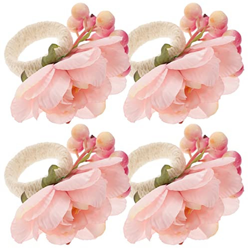 BESTonZON 4 Stück Serviettenschnalle Schnalle Hotelserviette Serviettenringe Aus Kupfer Blumengeweberinge Serviettenringe Für Die Teeparty Wiederverwendbare Bankett Schreibtisch Erröten